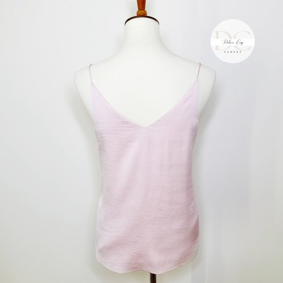 EXPRESS V-Neck Downtown Cami Textured Satin Pink Size XS - Picture 6 of 10